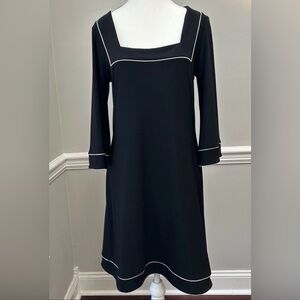 White House Black Market Black Dress with White Trim